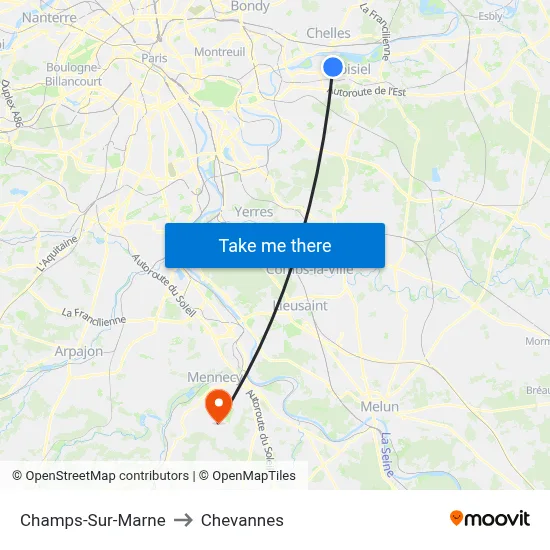 Champs-Sur-Marne to Chevannes map