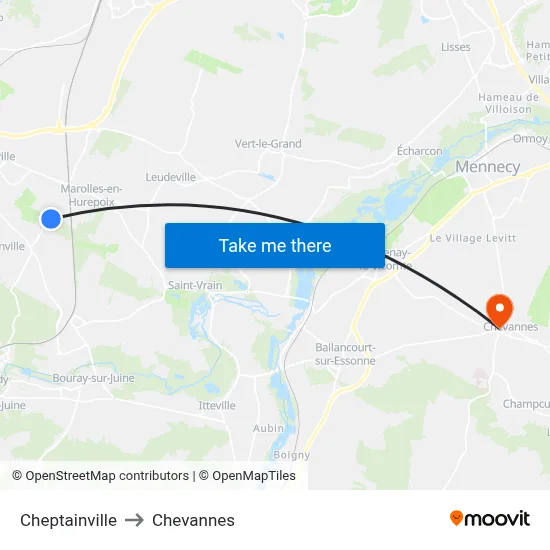 Cheptainville to Chevannes map
