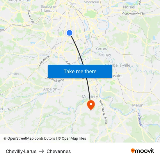 Chevilly-Larue to Chevannes map