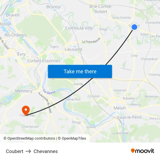 Coubert to Chevannes map