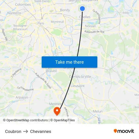 Coubron to Chevannes map