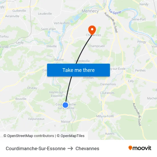 Courdimanche-Sur-Essonne to Chevannes map