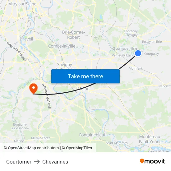 Courtomer to Chevannes map