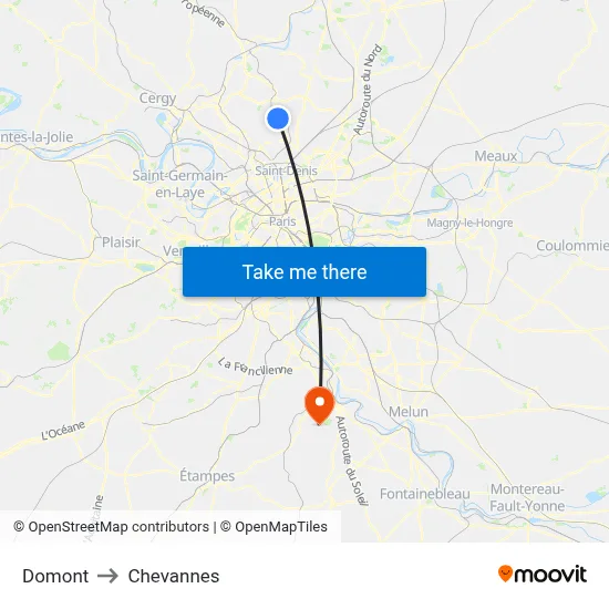 Domont to Chevannes map