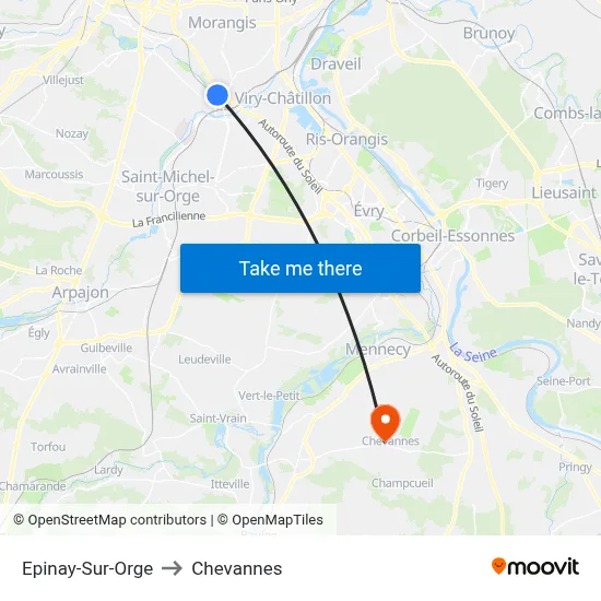 Epinay-Sur-Orge to Chevannes map
