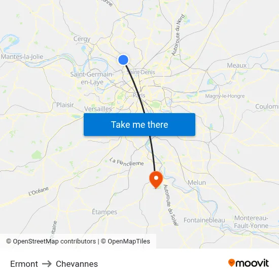 Ermont to Chevannes map
