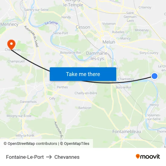 Fontaine-Le-Port to Chevannes map