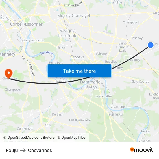 Fouju to Chevannes map