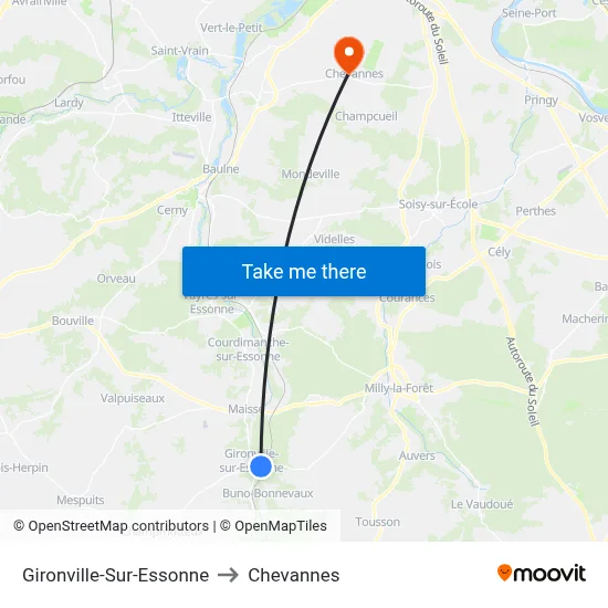 Gironville-Sur-Essonne to Chevannes map