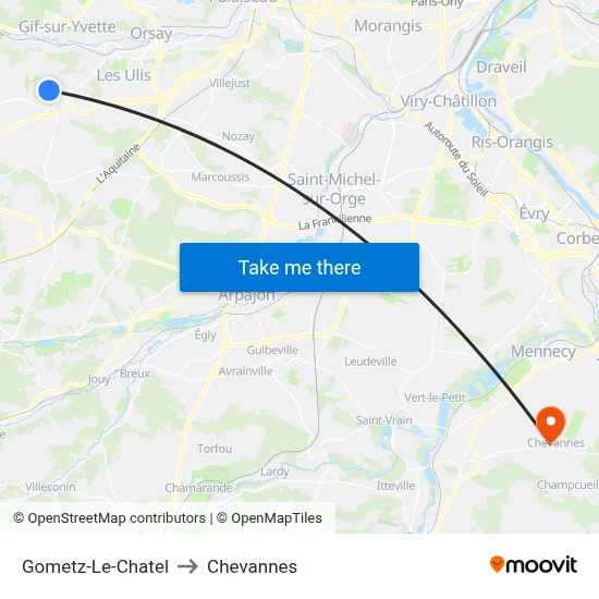 Gometz-Le-Chatel to Chevannes map