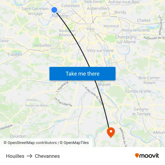 Houilles to Chevannes map