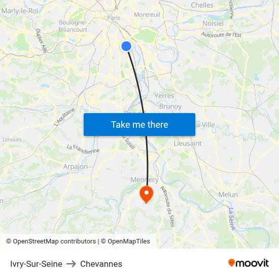 Ivry-Sur-Seine to Chevannes map