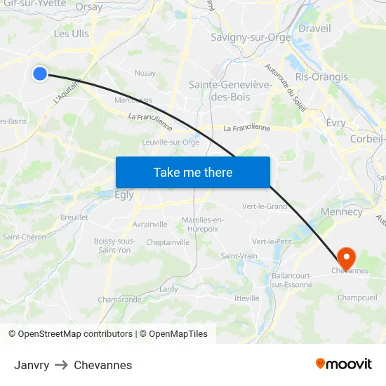 Janvry to Chevannes map