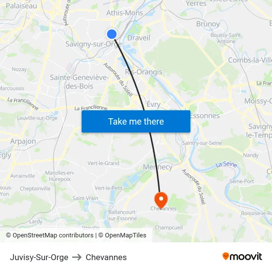 Juvisy-Sur-Orge to Chevannes map