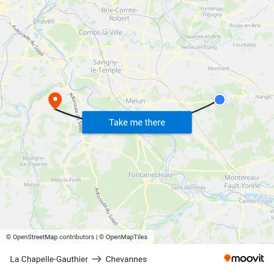 La Chapelle-Gauthier to Chevannes map