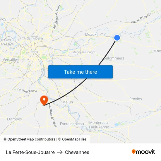 La Ferte-Sous-Jouarre to Chevannes map