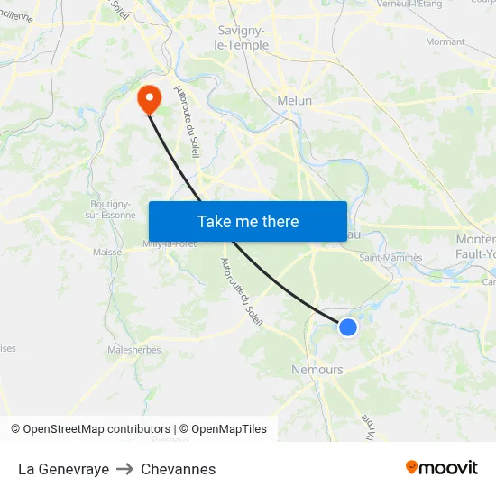 La Genevraye to Chevannes map