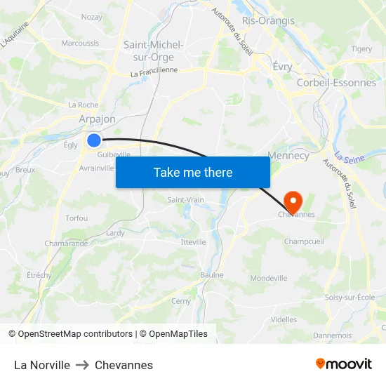 La Norville to Chevannes map