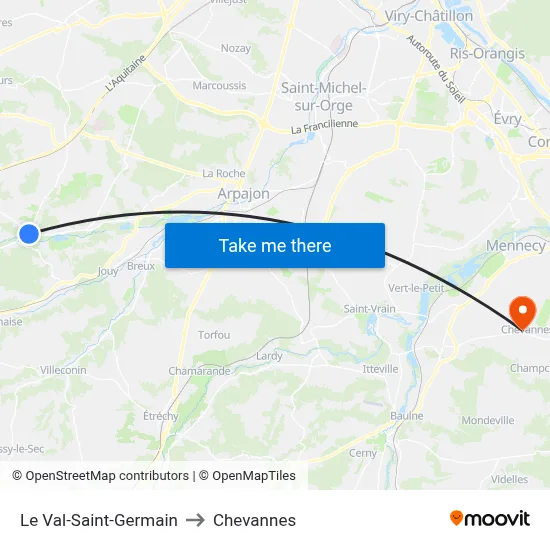 Le Val-Saint-Germain to Chevannes map