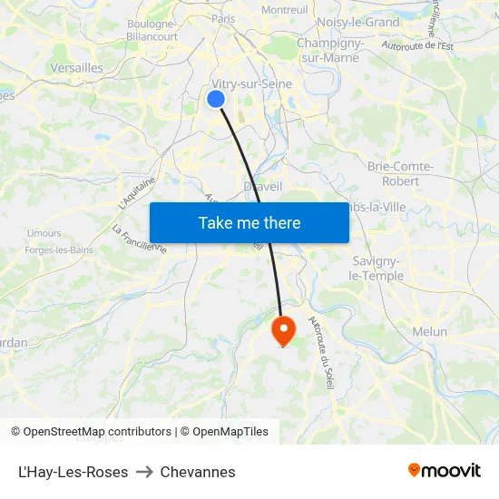 L'Hay-Les-Roses to Chevannes map