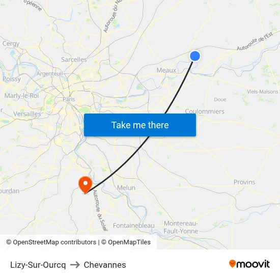 Lizy-Sur-Ourcq to Chevannes map