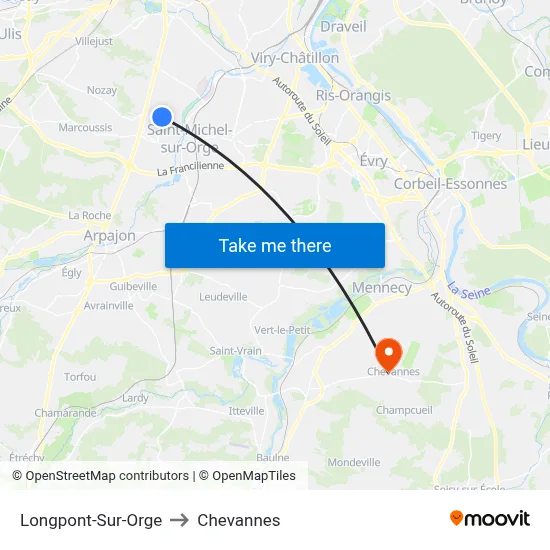 Longpont-Sur-Orge to Chevannes map