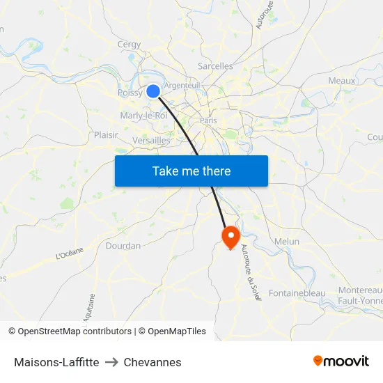 Maisons-Laffitte to Chevannes map