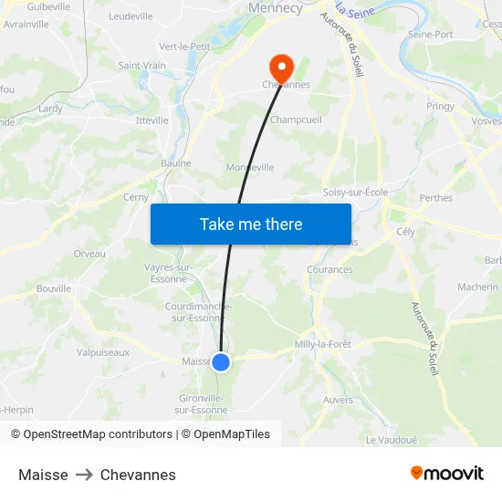 Maisse to Chevannes map