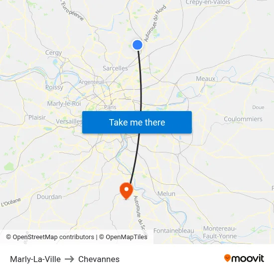 Marly-La-Ville to Chevannes map