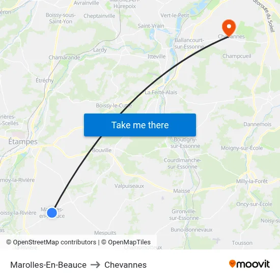 Marolles-En-Beauce to Chevannes map