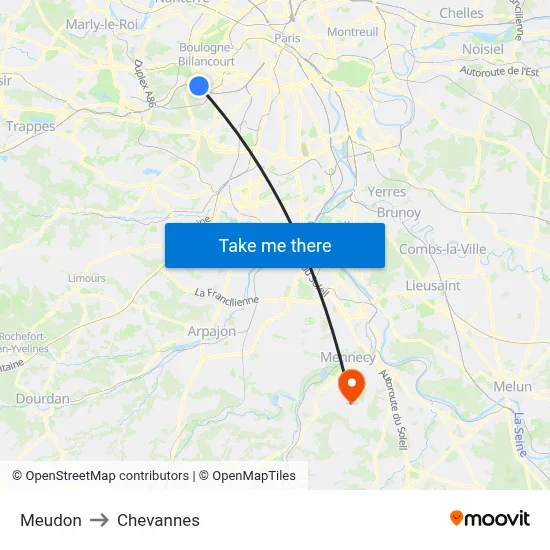 Meudon to Chevannes map