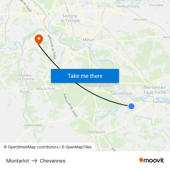 Montarlot to Chevannes map