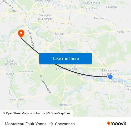 Montereau-Fault-Yonne to Chevannes map