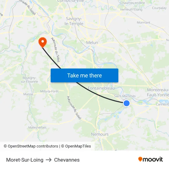 Moret-Sur-Loing to Chevannes map