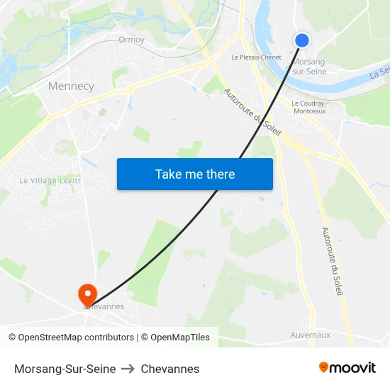 Morsang-Sur-Seine to Chevannes map