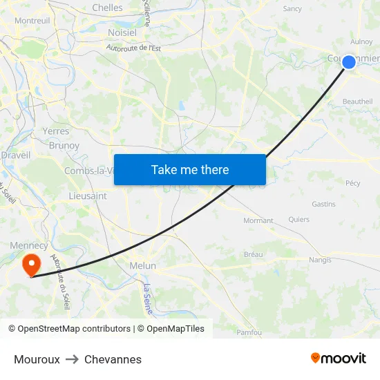 Mouroux to Chevannes map