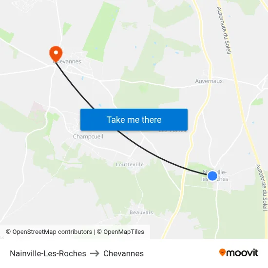 Nainville-Les-Roches to Chevannes map