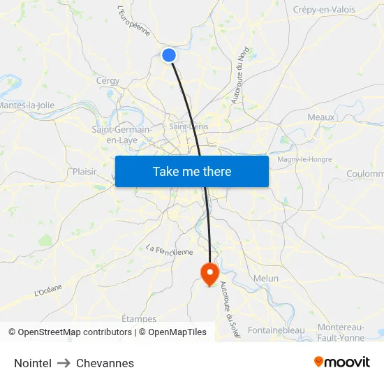 Nointel to Chevannes map