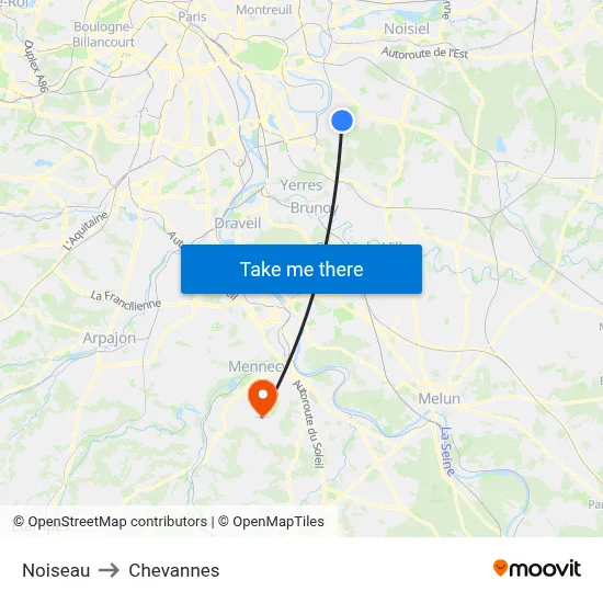 Noiseau to Chevannes map