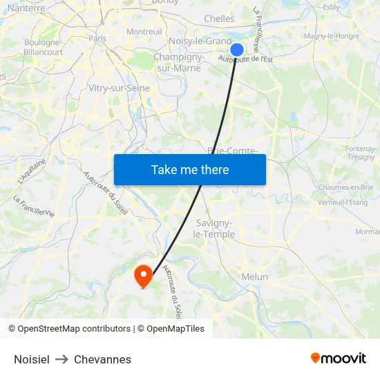 Noisiel to Chevannes map