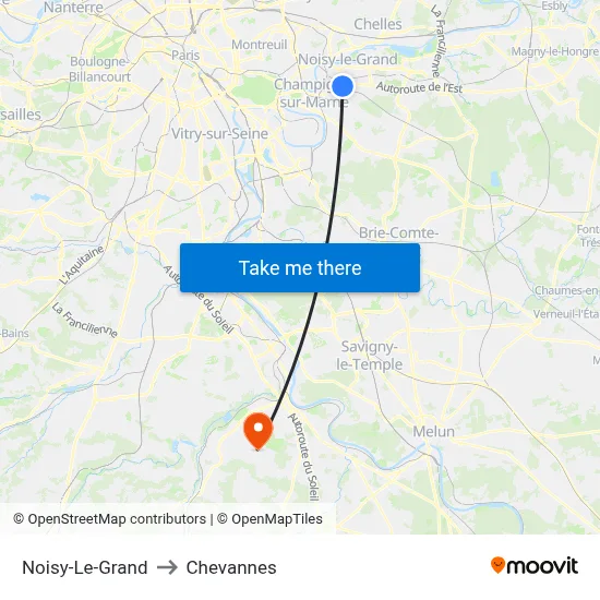 Noisy-Le-Grand to Chevannes map