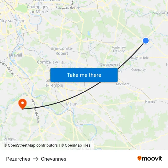 Pezarches to Chevannes map