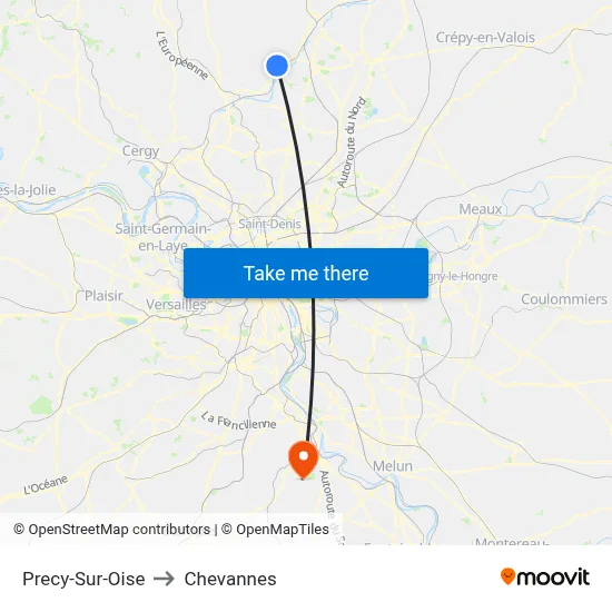 Precy-Sur-Oise to Chevannes map