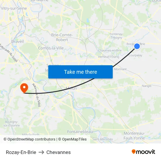 Rozay-En-Brie to Chevannes map