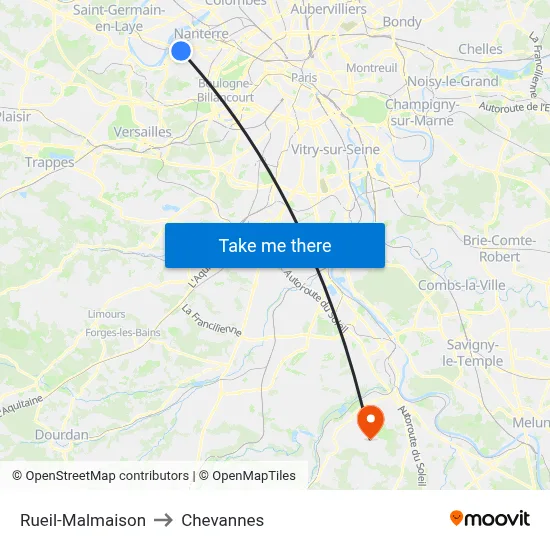 Rueil-Malmaison to Chevannes map