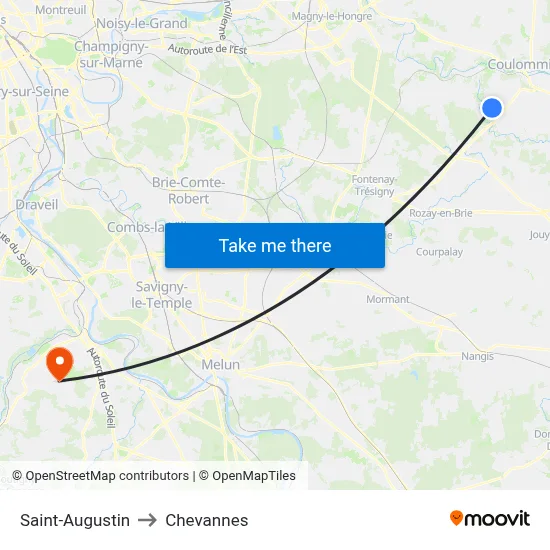 Saint-Augustin to Chevannes map