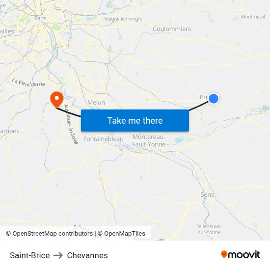 Saint-Brice to Chevannes map