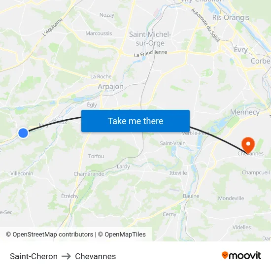 Saint-Cheron to Chevannes map