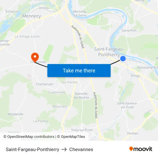 Saint-Fargeau-Ponthierry to Chevannes map