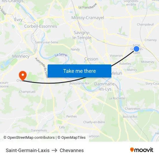 Saint-Germain-Laxis to Chevannes map